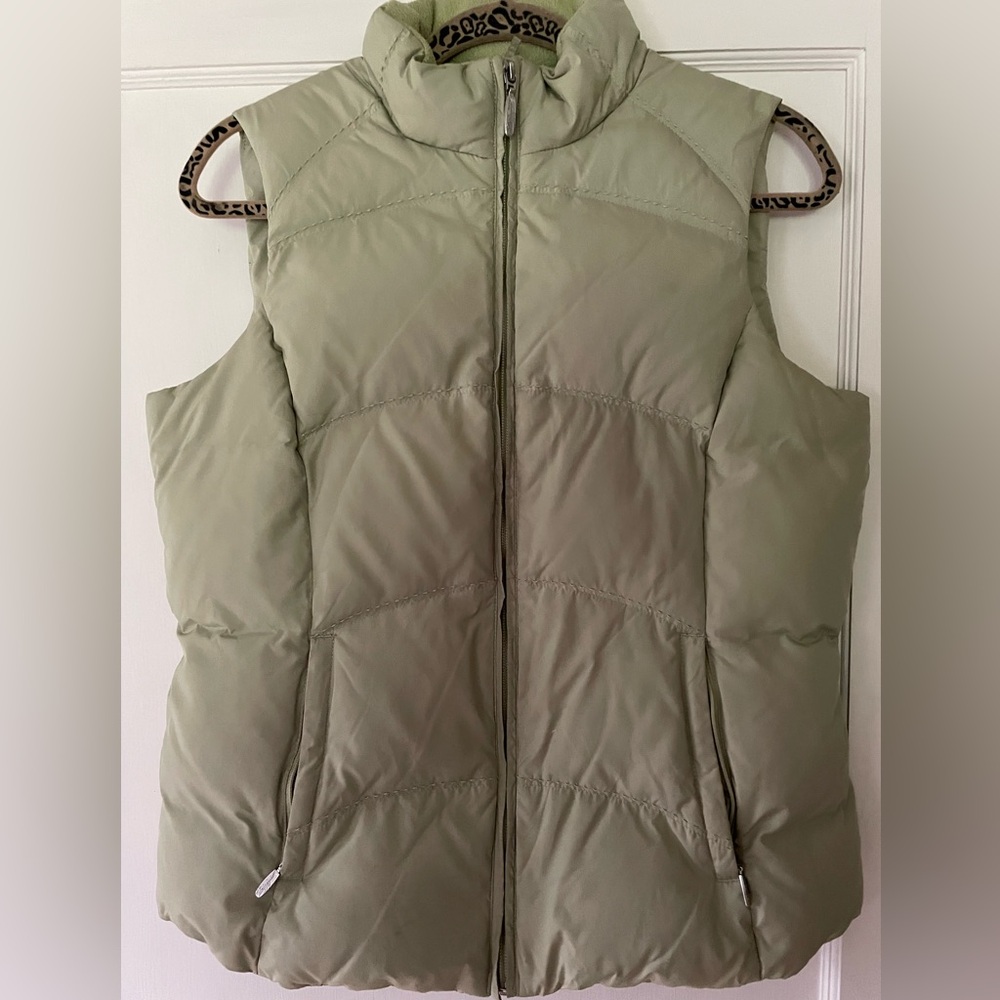 Eddie Bauer Premium Goose-down Women’s Size S Light Green Puffer Vest